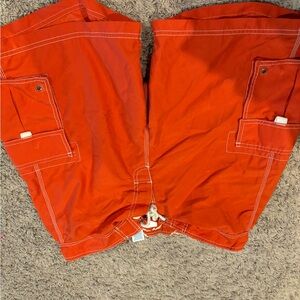 Men's Orange Cargo Shorts